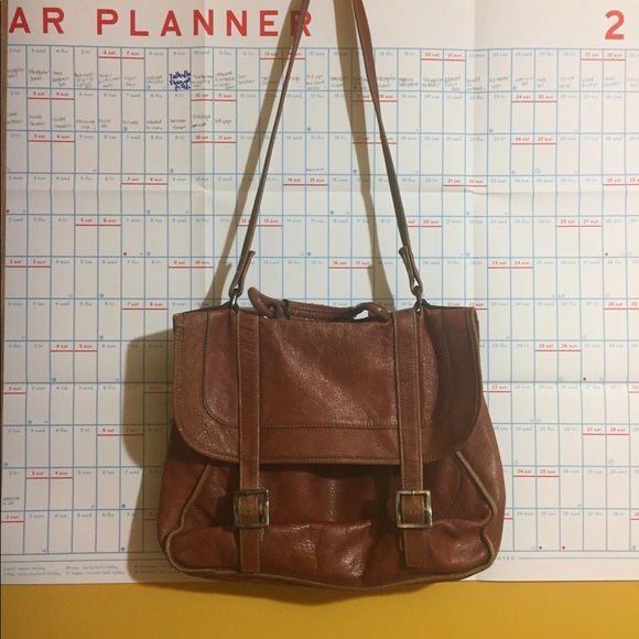 Vintage Handbags - Vintage Genuine Leather Schoolbag